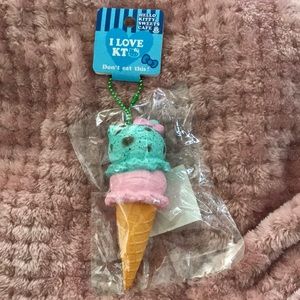 Sanrio Hello Kitty squishy ice cream cone keychain brand new package pink mint